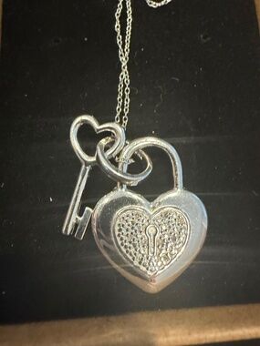 Key and Heart Pendant with Diamonds-Great Mother's Day Gift!